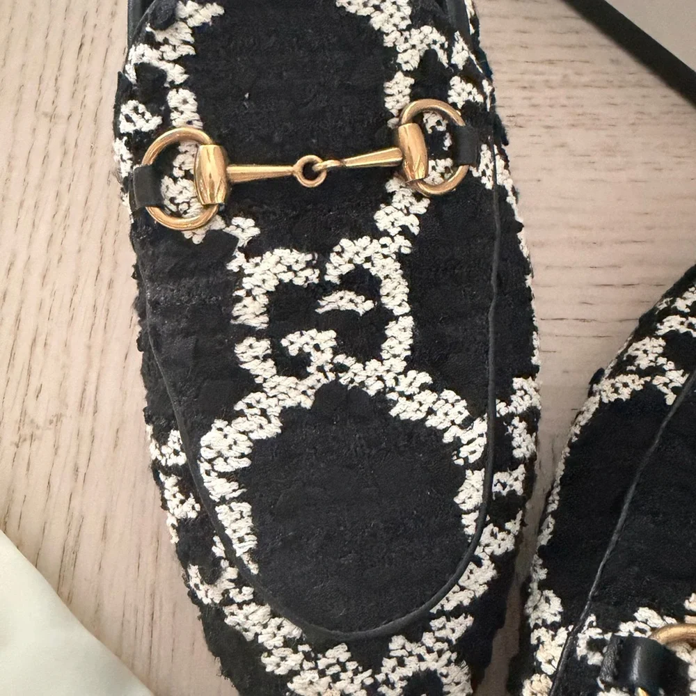 Gucci Black Tweed Loafers - Picture 3 of 11